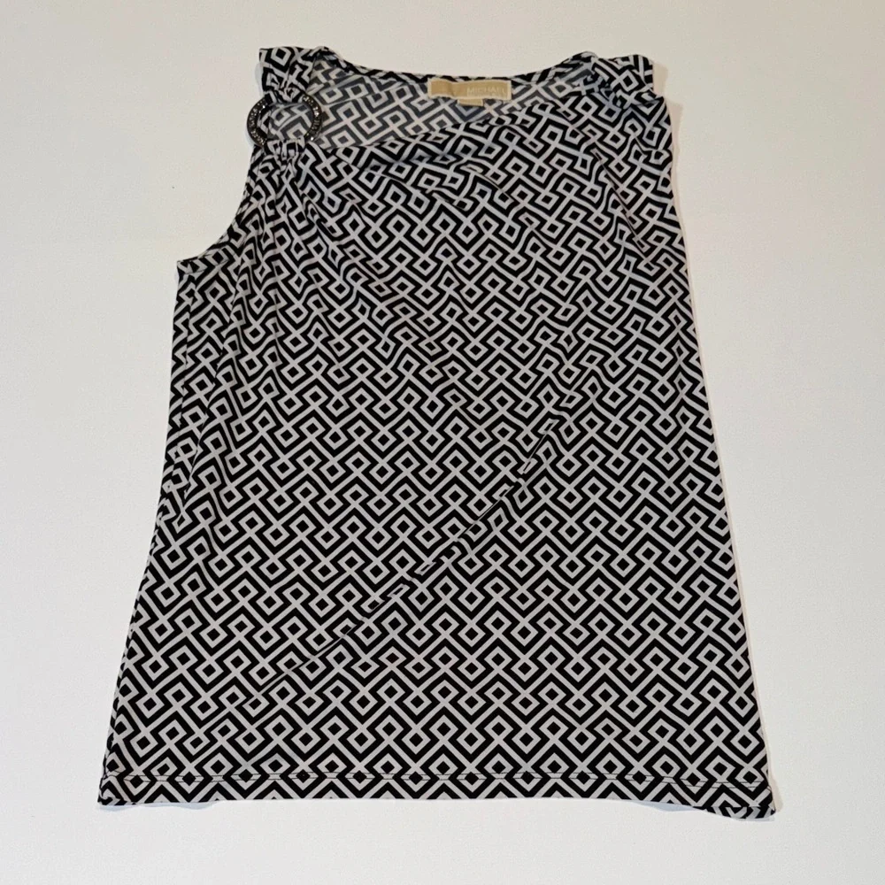 Michael Kors Black and White Geometric Blouse